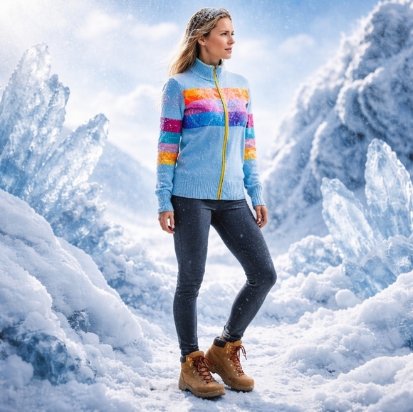 Neve Designs Allegra Amo Full Zip Ski Cardigan Small Wool Blend Cozy Gift - Picture 6 of 15